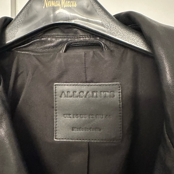 Allsaints Black Leather Cropped Jacket - sz 12 - New no tags - Picture 5 of 5